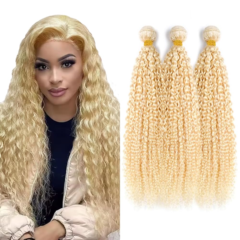 300g 28 30 32 Inch Blonde Loose Wave Bundles 613 Curly Wave Bundle 613 Blonde Kinky Curly Human Hair 3 Bundles Brazilian Virgin Hair Extensions