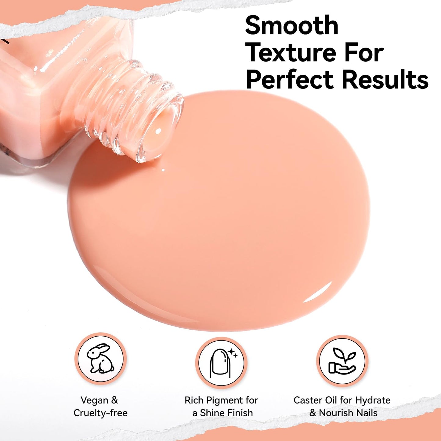 Nailshion Jelly Nail Polish Sheer Peachy Nude, Air-Dry & Non-Gel