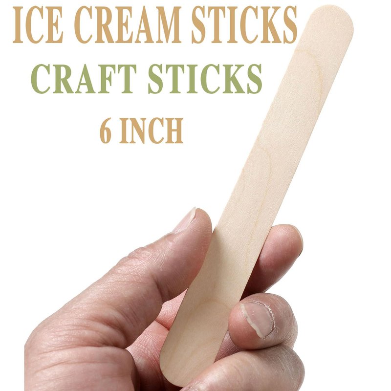 1200 Pcs Craft Sticks Ice Cream Sticks, Borogo 6" x 3/4" Sticks Natural Wood Popsicle Craft Sticks Treat Sticks Ice Pop Sticks for DIY Crafts