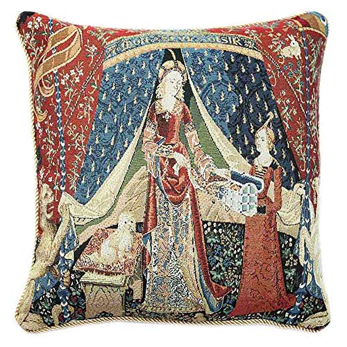 Signare 18x18 Inch Lady Unicorn Tapestry Cushion Cover