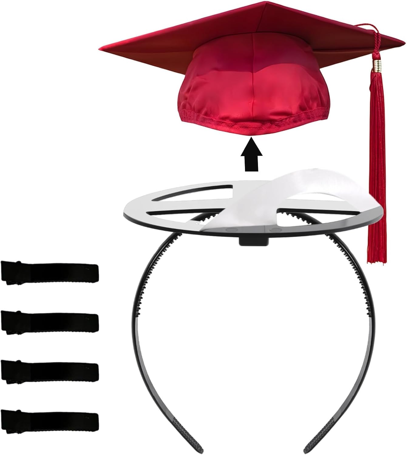 Graduation Cap Headband - Secure Hairstyle with 4 Hair Clips | Perfect for Graduates & Students