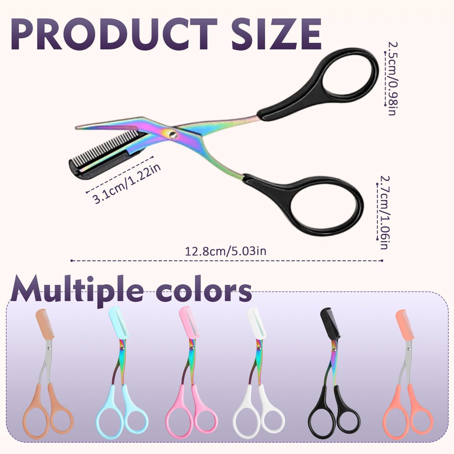 Eyebrow Trimmer Scissor for Women Men, 2025 New 2 in 1 Professional Eyebrow Scissors with Comb, Eyebrow Cutter Hair Removal Eyebrow Scissors Makeup Tool (Pink)