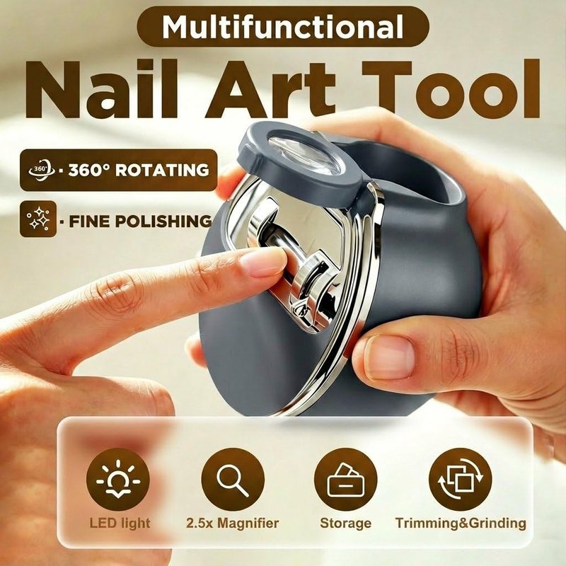 Electric Nail Clippers, 3-in-1 Automatic Nail Trimmer & Grinder for Seniors Women&Men, Adjustable 1-1.6mm Blade Opening for Thick & Thin Nail, Electric Nail Clipper with LED Light Nail Storage (Gray)