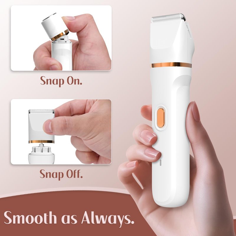5-in-1 Bikini Trimmer for Women, Electric Razors Shaver IPX7 Waterproof, Cordless Body Hair Trimmer, Ceramic Blade, Facial & Pubic Hair Removal, Travel Portable (White)