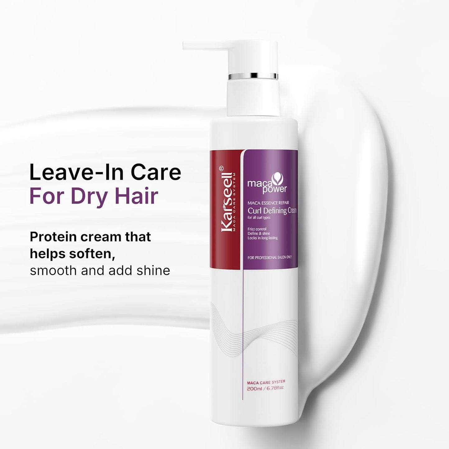 Curl-Defining Cream - Karseell Curl Perfection Essence for All Hair Types | Paraben-Free, 200ML (6.78oz)