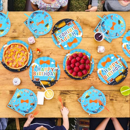 Blue Orange Cartoon Birthday Party Decorations Set for 24