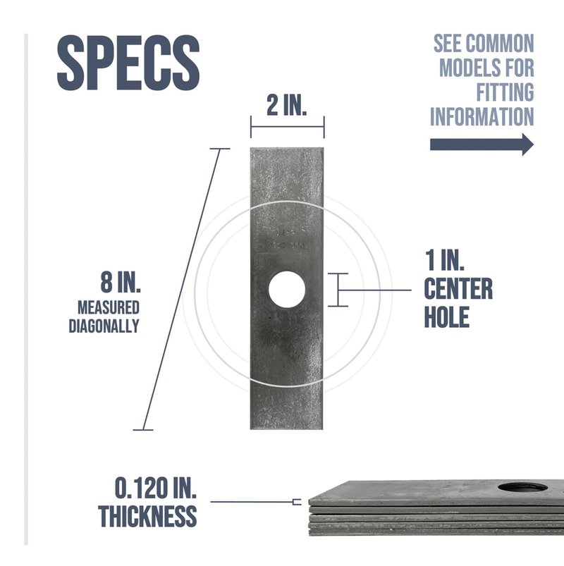 Peach Country Edger Blade 2" x 8" x .120" 1 Inch Center Hole 375-301, Universal Edger Blades 1 Inch Center Hole for Echo Edger Blade, Stihl Edger Blades, Husqvarna, Ryobi, Red Max, Mclane (10 Pack)