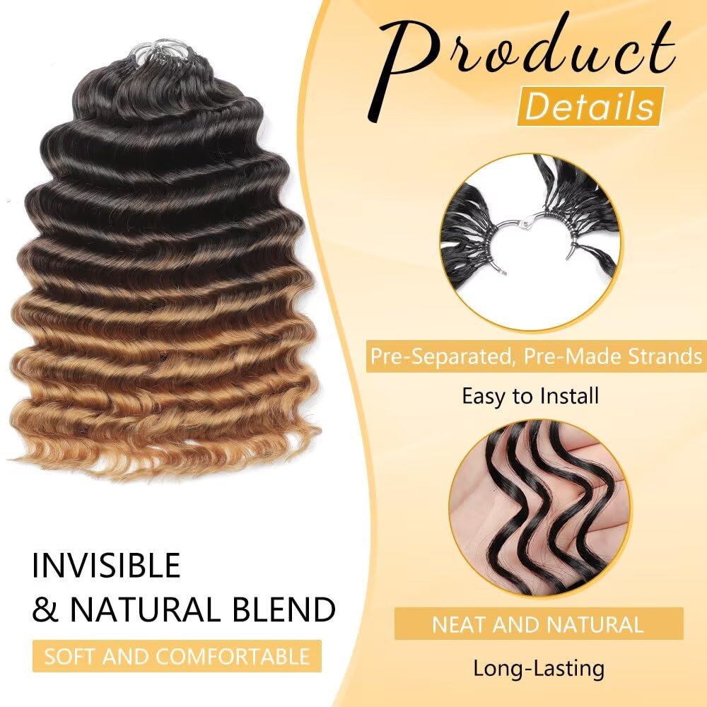 Human Crochet Hair for Black Women 22 Inch Deep Ocean Wave Bundles Human Hair Pre-separated 120 Strands 150G Invisible Miracle Knots Feather Crochet Human Hair Extensions T27#