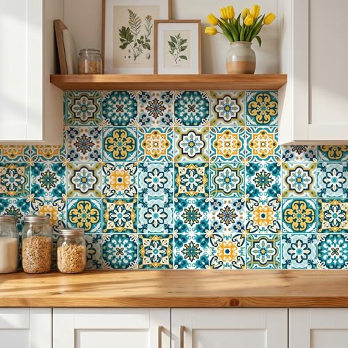 30 Pcs Floral Peel and Stick Tile Stickers - Waterproof Decor