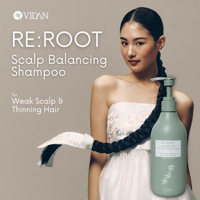 VIDAN RE:ROOT PDRN Scalp Balancing Shampoo, Korean Volumizing Shampoo & Repair for Thinning Hair, Cooling Menthol for Sensitive Scalp (10.14 Fl Oz)