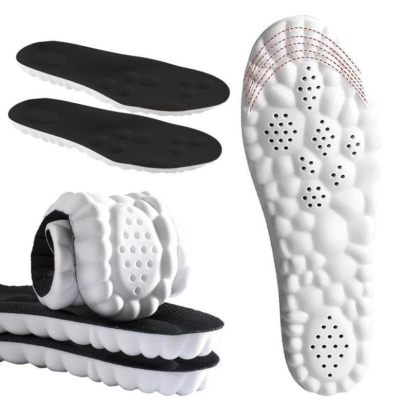 DWTWLE 4D Cloud Insoles for Men Memory Foam Cloud Insoles Super Soft Anti-Fatigue, Shock Absorption, Relieve Foot Pain (Black, US 11-13)