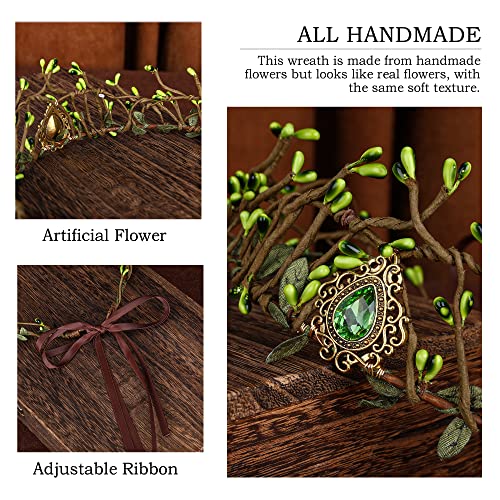 Handmade Green Woodland Elf Crown - Forest Fairy Headpiece
