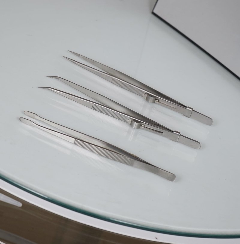 Grteark 5Pcs Precision Tweezers Set, Flat/Pointed/Curved Angled Locking Long Tweezers for Crafts, Medical Surgical, Lab, Soldering, Jewelry Crafting, Watch & Electronics/Car Repair,Splinter Removal