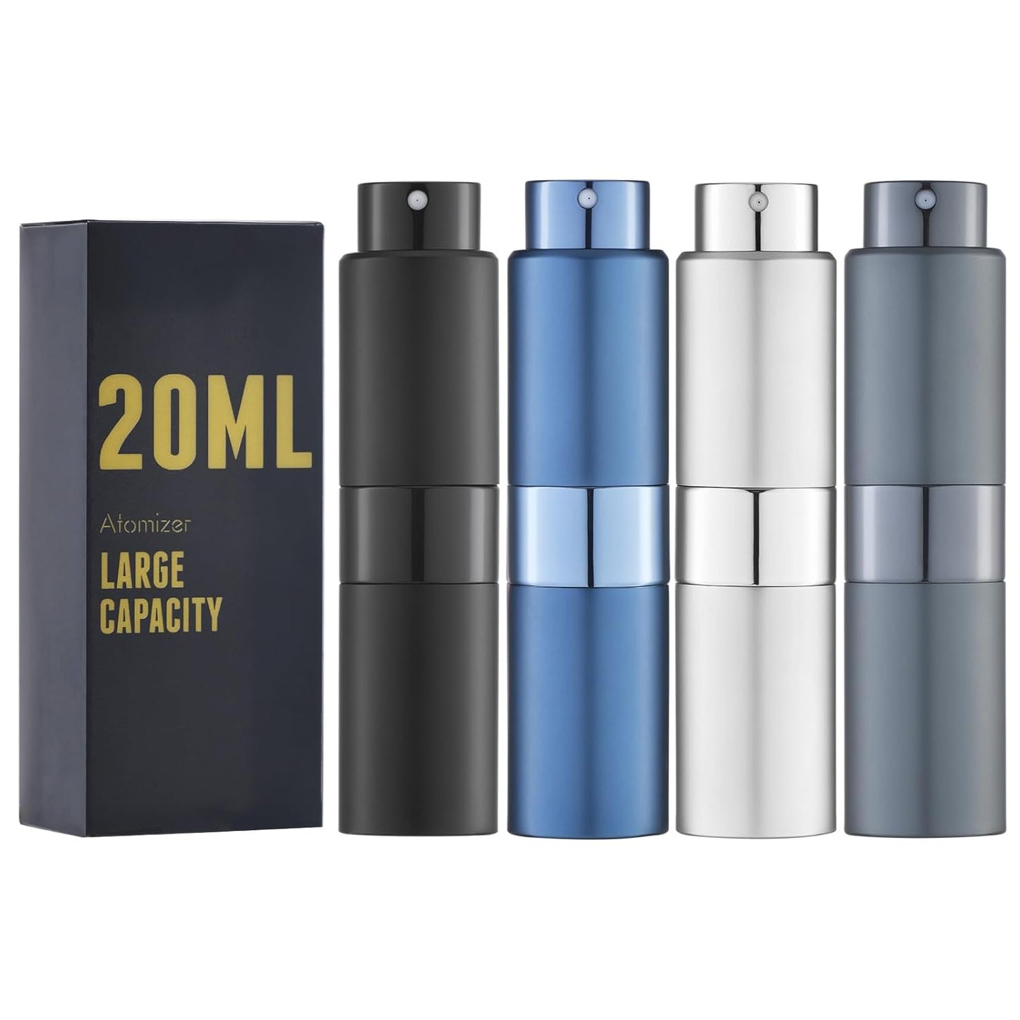 Travel Cologne Spray Bottle - 20ML Perfume Atomizer Mini Dispenser | Black, Set of 4