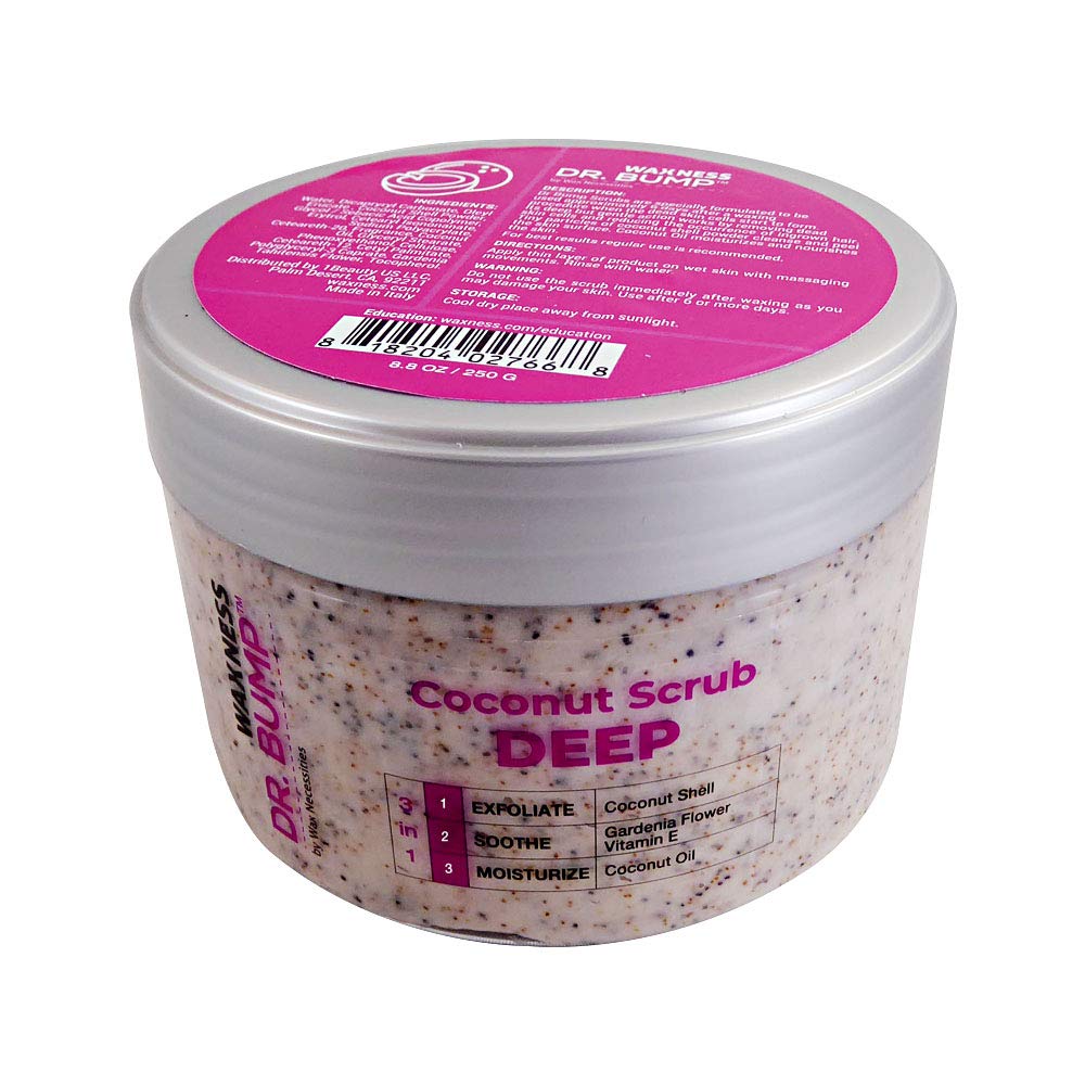 Waxness Dr. Bump Coconut Deep Exfoliating Scrub – Professional Pre & Post Wax Care – 8.8 oz (250 g) – Made in Italy
