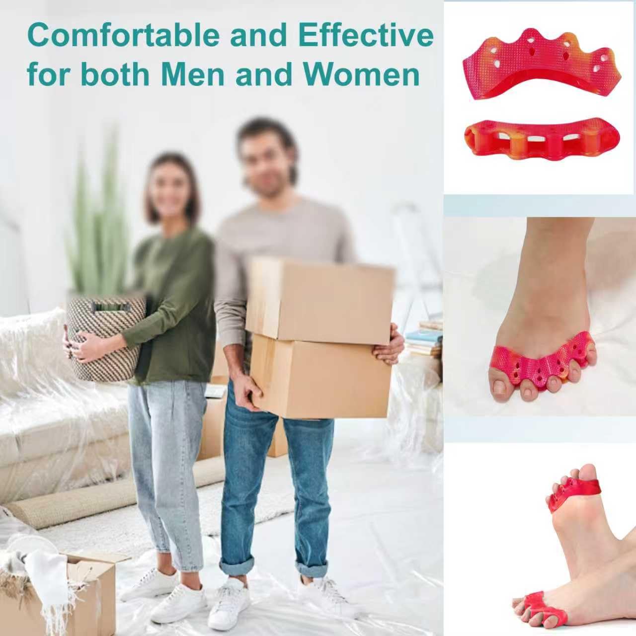 Toe Separators & Spacers - Bunion Corrector for Overlapping Toes, Relieves Foot Pain | Regular Size (Yellow & Red)