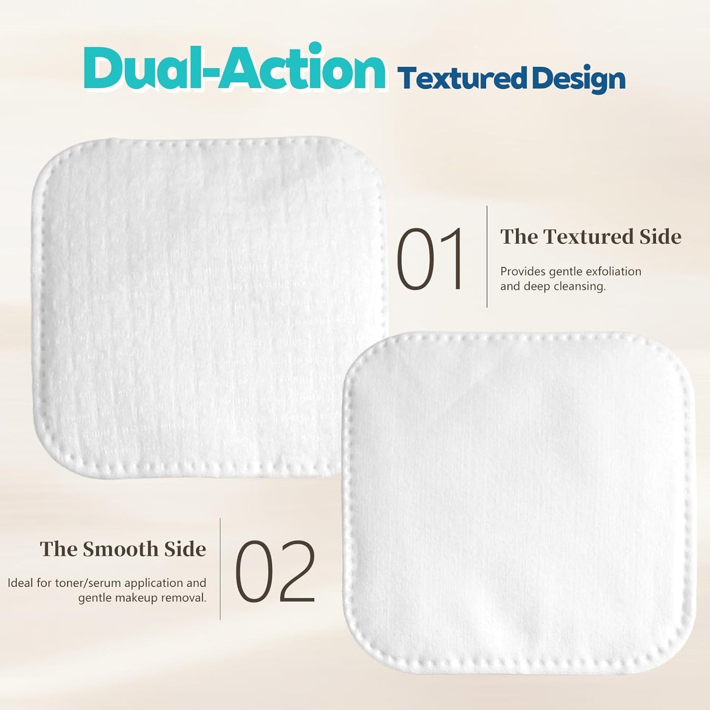 Large Cotton Pads for Face - Lint-Free, Triple-Layer Makeup Remover Rounds | 70 Count