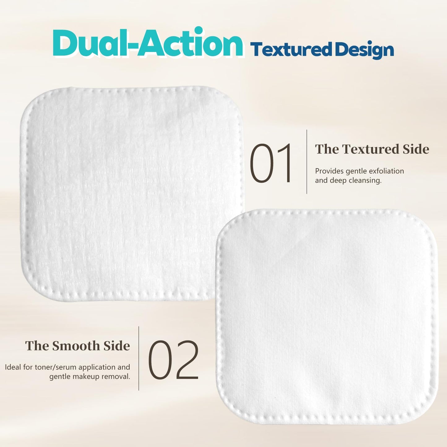 Vexlytra Large Cotton Pads for Face (70 Count) – No Tear & Lint-Free, Triple-Layer Thick Rounds for Makeup Remover, Toner, Exfoliation & Skincare