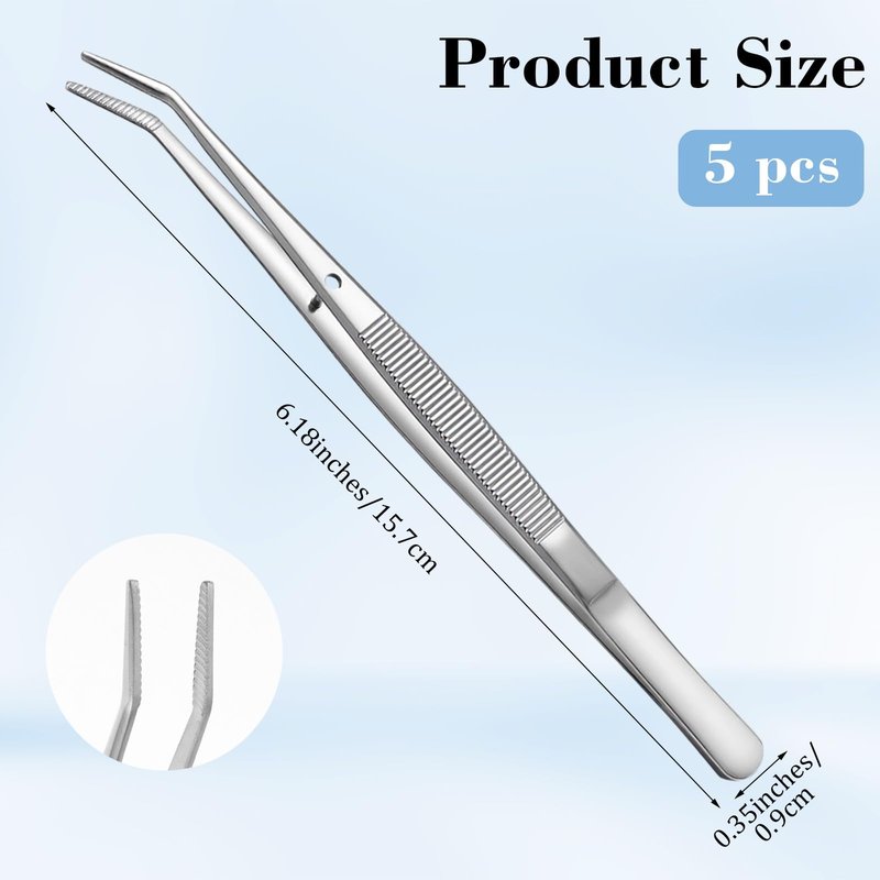 10pcs Tweezers with Curved Serrated Tip Multipurpose Tweezer for Crafting Stainless Steel Forceps Zum Dissection Non Slip Sewing Machine Tweezers for Craft Repairing Cotton Pliers Tweezer