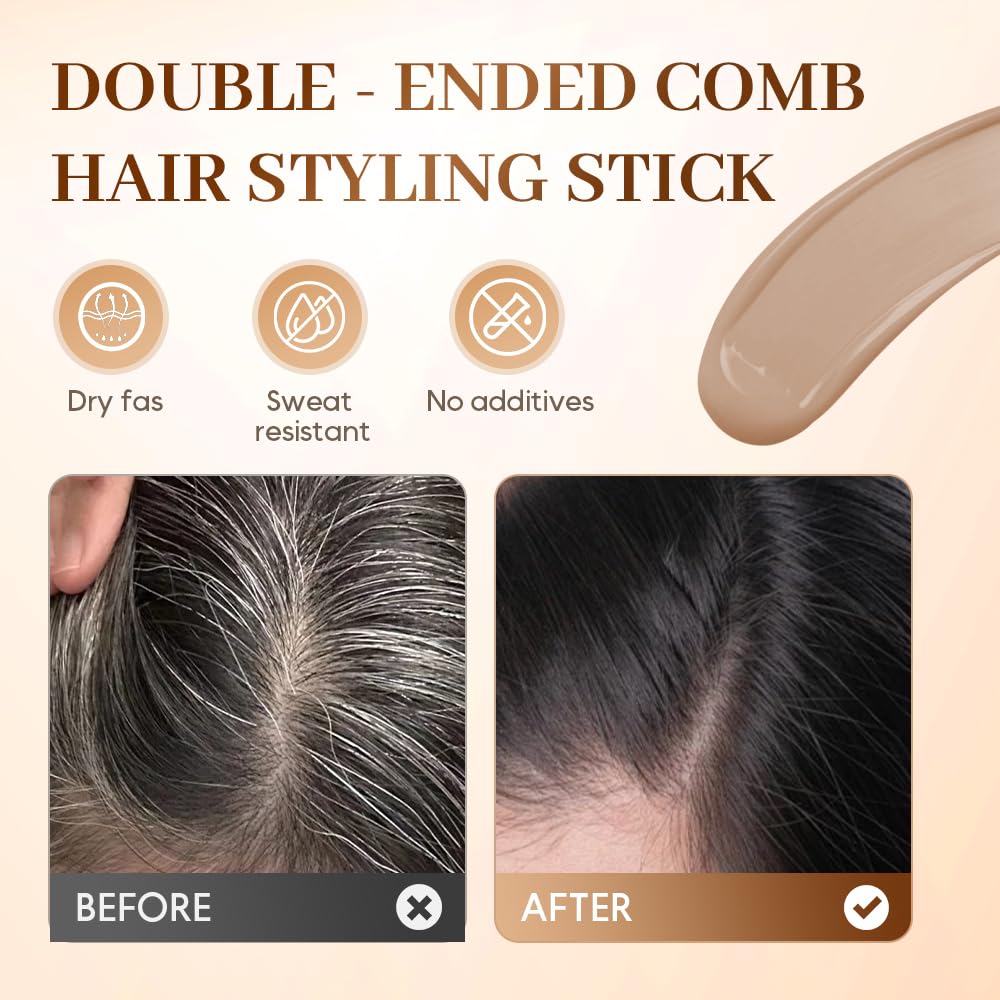 Hair Dye Stick - Portable 2-In-1 Waterproof Hair Color Touch-Up Comb for Quick Application | Black