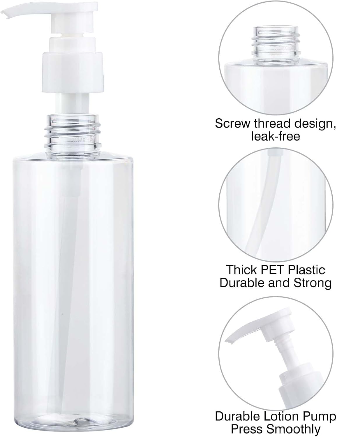 Plastic Pump Bottle Dispenser - BPA-Free Clear Refillable Containers | 2 Pack for Shampoo, Lotion, Body Wash & More