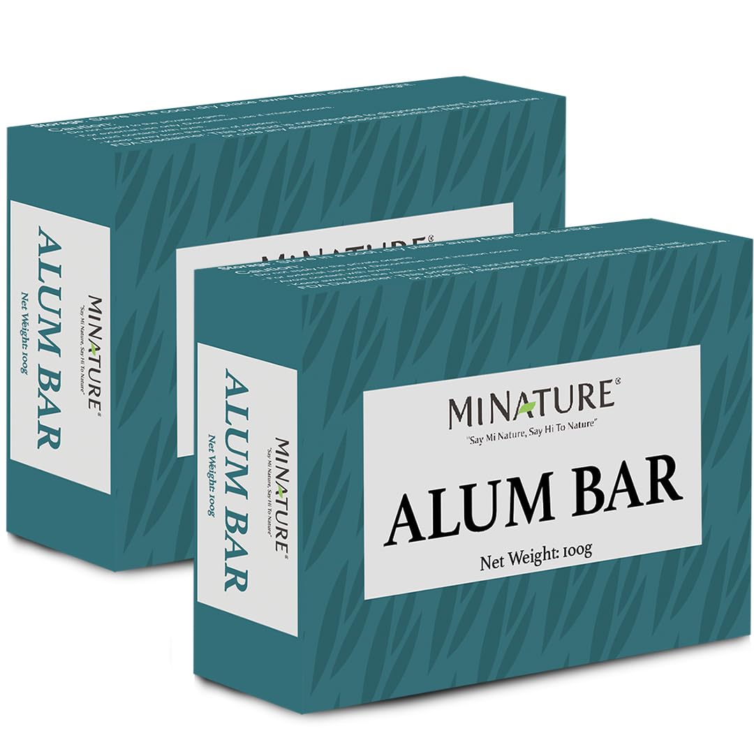 Mi Nature Pure Alum Bar 2 pack (100g*2) |Natural Phitkari Block |Potassium Alum Stone |Shaving Bar |Skin Astringent |Water Clarifier |Odor Control