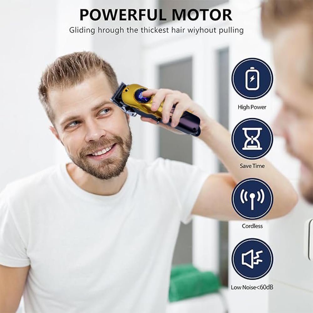 Professional Hair Clippers for Men, Cordless Hair Clippers & Hair Trimmer Set, Barber Clippers for Hair Cutting with LCD Display Clippers for Men Father (Gradient)