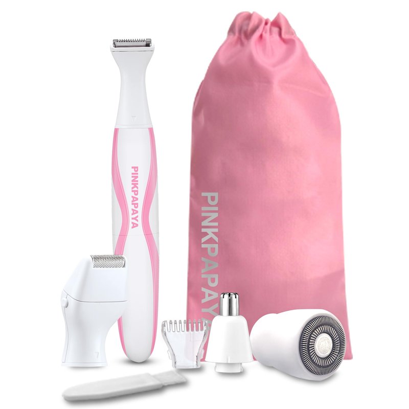 Pinkpapaya Electric Bikini Trimmer for Women,4 in 1 Electric Shaver for Women, Pubic Hair Trimmer and Facial Hair Remover Removal,Face Razors & Nose Hair Trimmer,Women's Grooming Kit,Black/iu7x