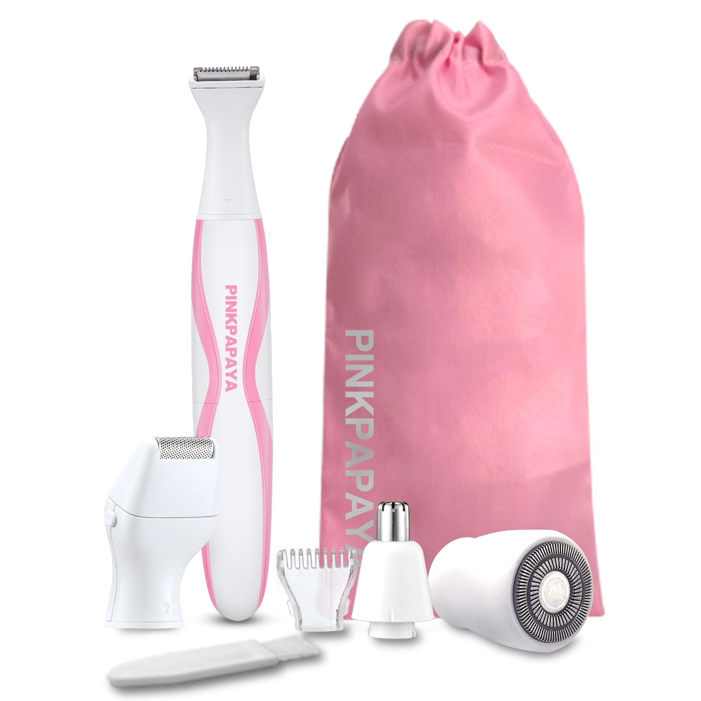 pinkpapaya 4in1 Nose Hair Trimmer for Women,Facial Hair Remover,Electric Face Shaver Razor for Nose Ear,Bikini Trimmer,Facial Hair Removal,Black/iu7x