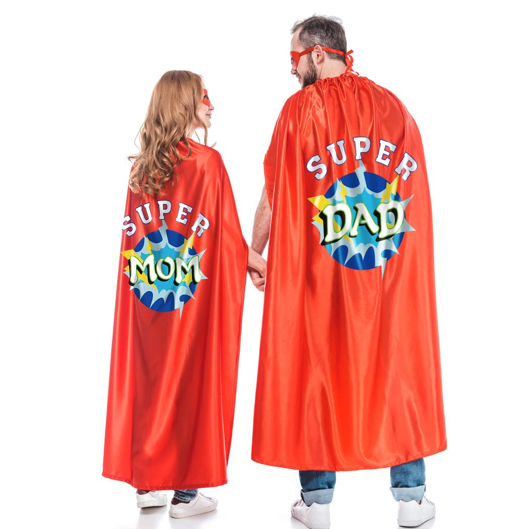 D.Q.Z Superhero Cape and Mask for Adults, Father's Day Gifts for Dad Men Birthday Family Day Party (Red)