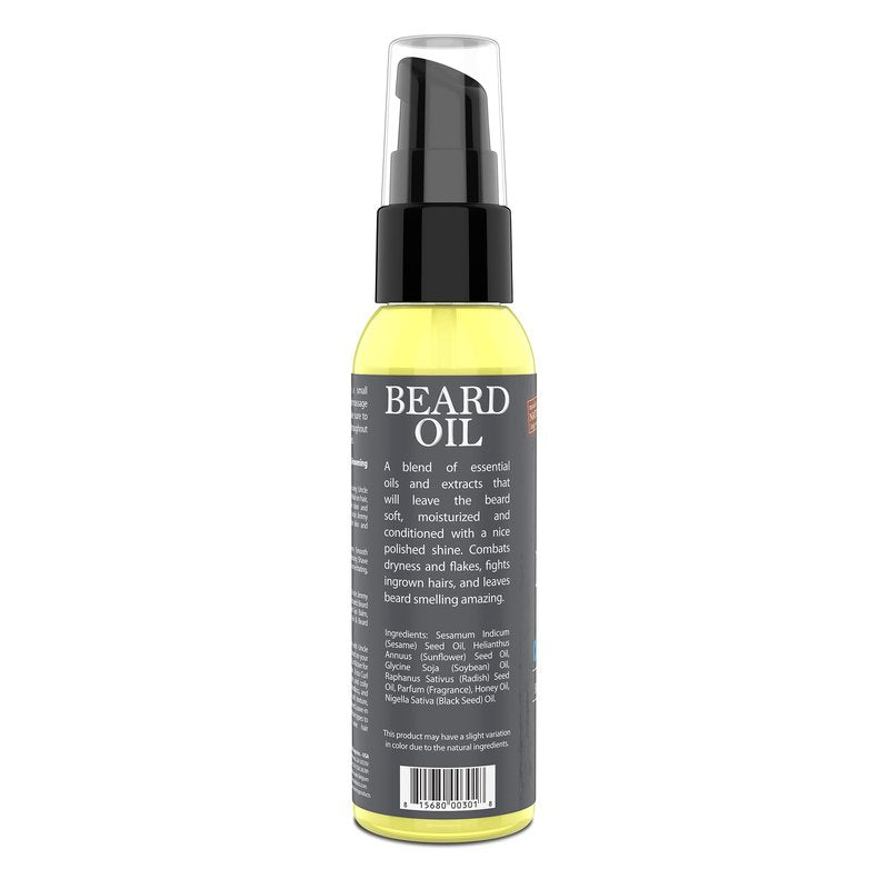 Uncle Jimmy Beard Oil, Restores Moisture, Softens and Reduces Beard Itch for Facial Hair of All Lengths, Made with Black Seed Oil & Honey 2oz (T108)