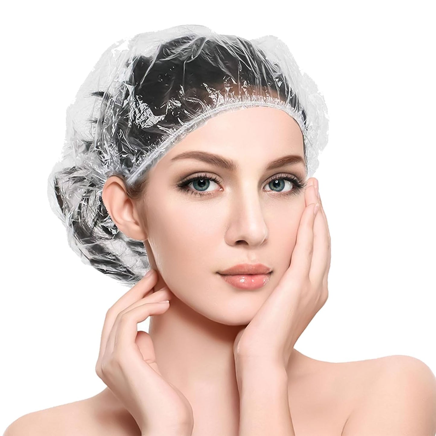 Large Disposable Shower Caps - 100PCS Waterproof Plastic Hair Caps | Reusable Deep Conditioning for Home, Salon & Travel