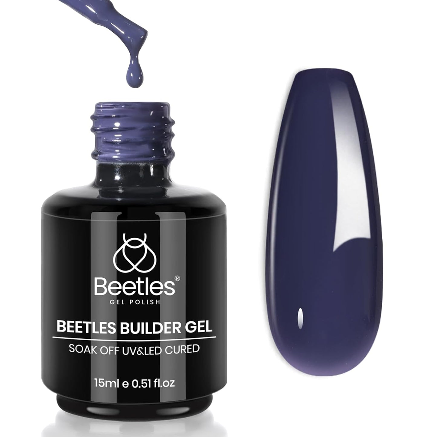 Beetles Builder Gel - 0.5oz Jelly Pink Nail Building Gel | HEMA & TPO Free, 7-in-1 Strengthening Formula for DIY Nail Art