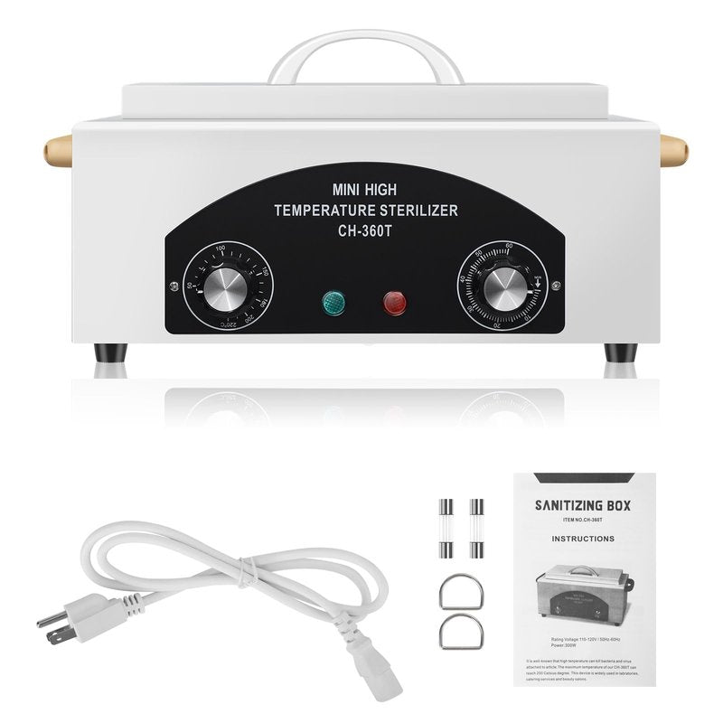 High Temperature Metal Tool Cleaning Box, 110V 300W 1.5L with Timer Manicure Pedicure SPA Salon Barber Equipment for Sundry Beauty Hair Nail Metal Tools with Handle