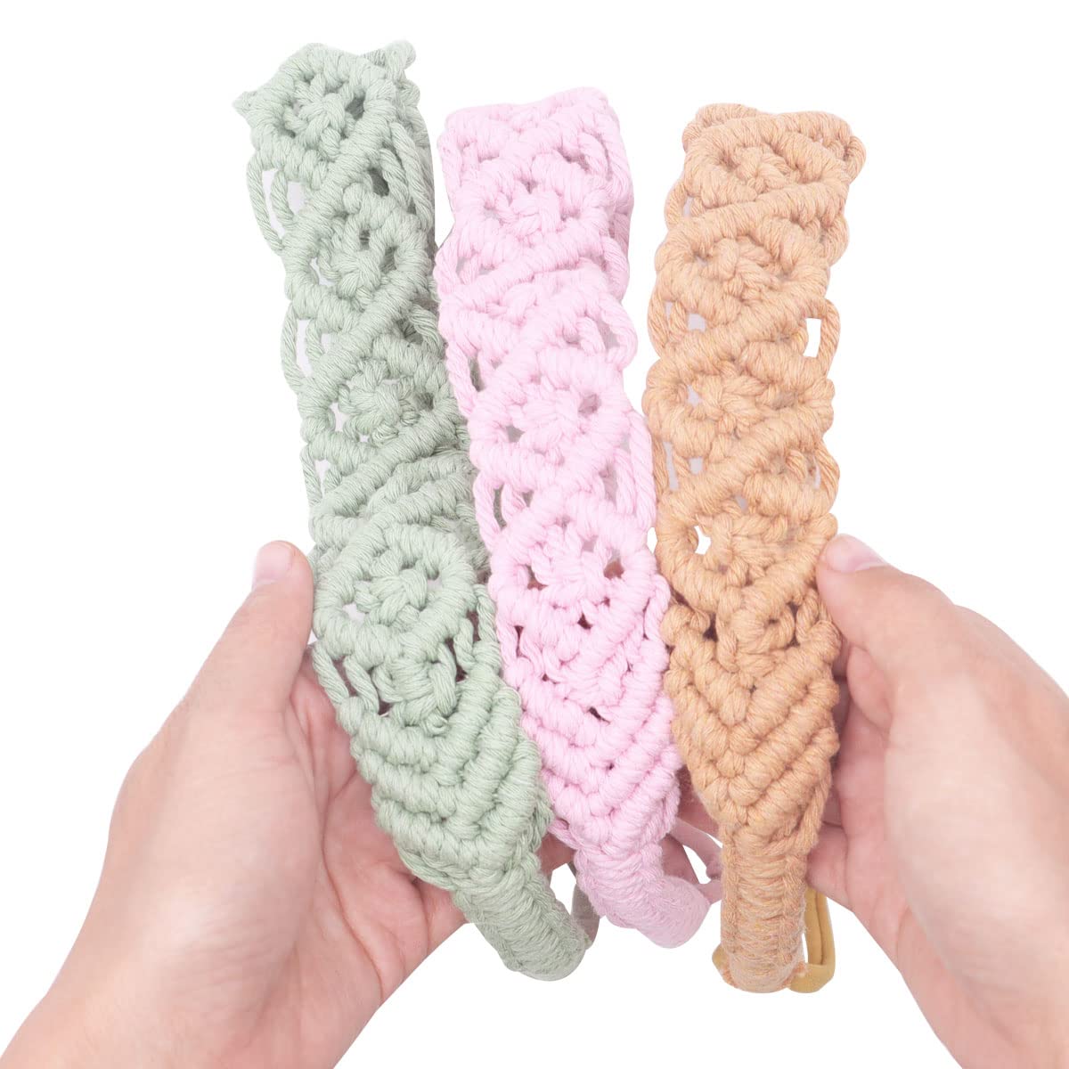 FZBNSRKO 3 Pack Floral Head Wrap, Handmade Knitted Hairbands for Women (Mixed Colors)