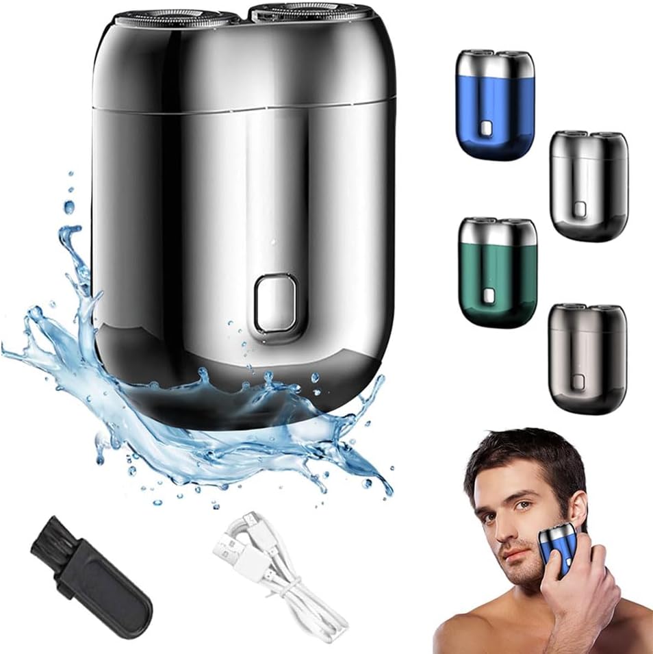 Pocket Shaver - Rechargeable USB Mini Electric Razor for Men | Waterproof, Portable Design - Blue