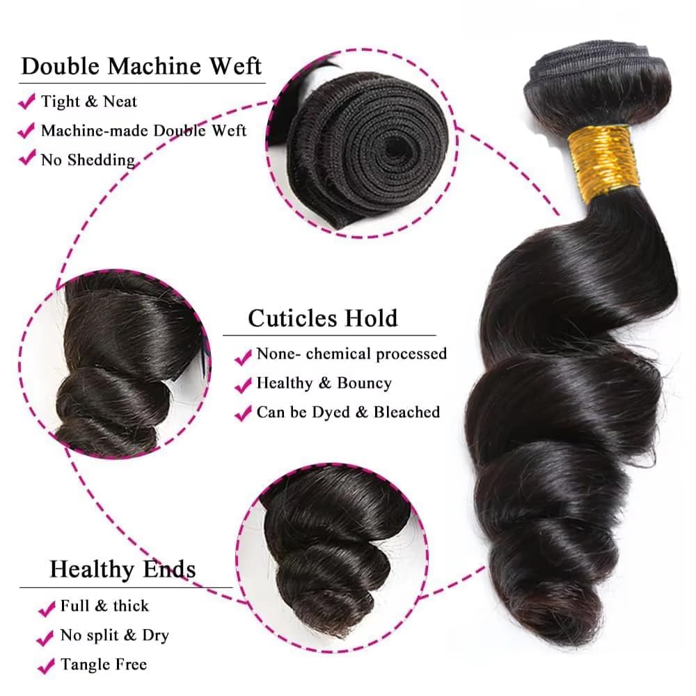 Human Hair Bundles Loose Body Wave Bundle 26 28 30 Inch 150g Black Natural Color Brazilian Virgin Hair 3 Bundles Loose Wave Hair Extensions