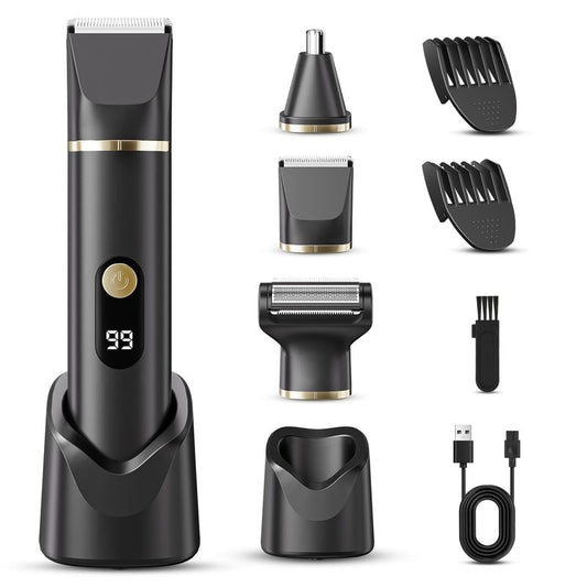 tiovara Beard Trimmer for Men, IPX7 Waterproof Body Hair Trimmer Electric Razor Shaver Body Grooming Kit Wet/Dry Use for Groin, Nose, Ear Hairs, Beard, Legs, Chest (Black)