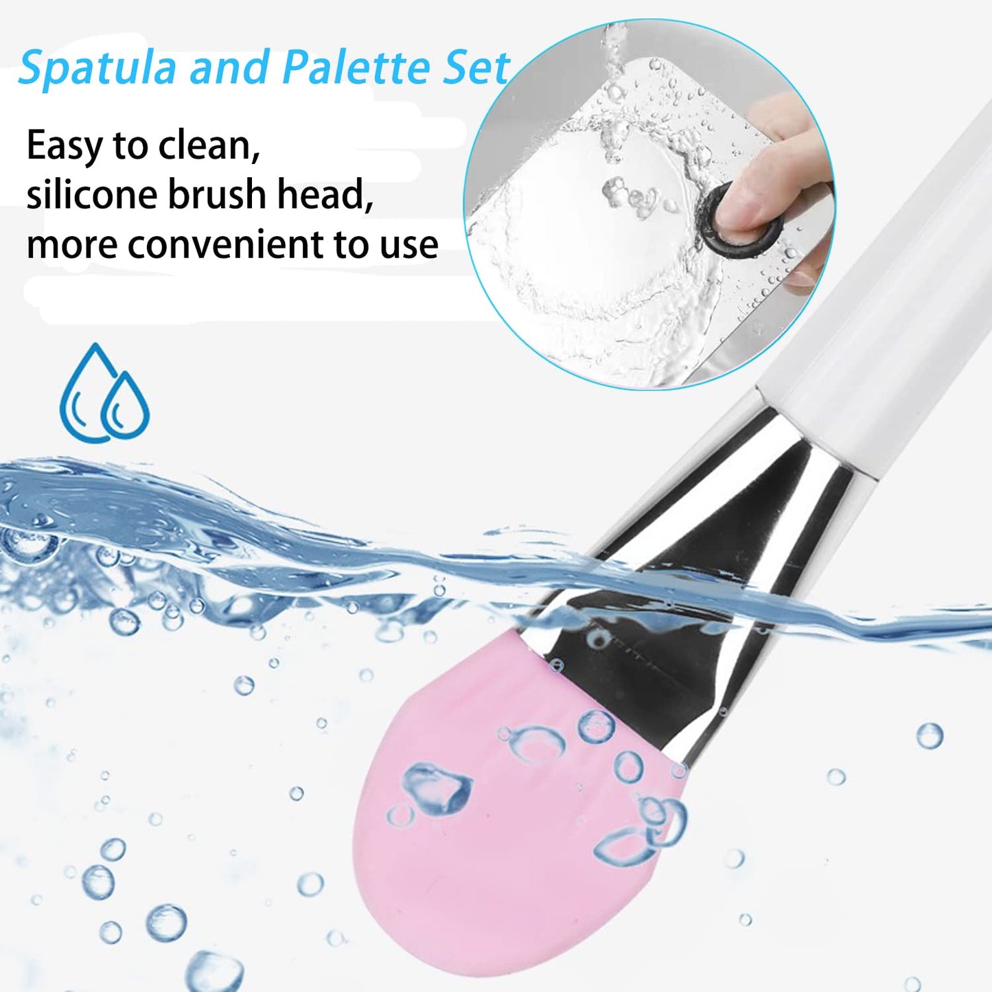 Korean Makeup Spatula and Palette Set - Stainless Steel Professional Foundation Spatula, Cosmetic Brush, and Rectangle Palette for Facial Cosmetic Application