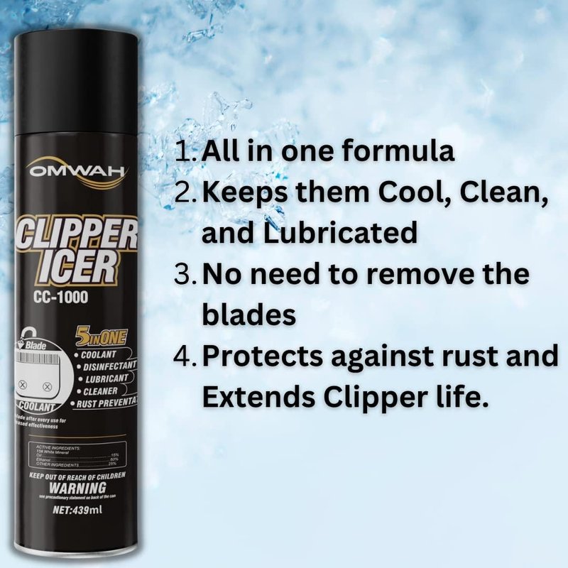 OMWAH 5 in 1 Clipper Icer Blade Cleaner and Lubricant Clipper Spray (3 pack) (15 oz. Can)…