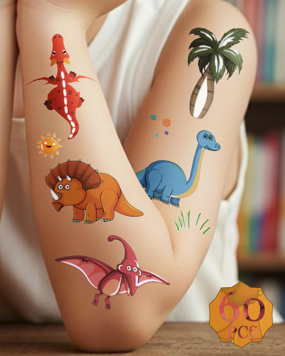 Dinosaur Temporary Tattoos for Kids - 60PCS Fun Party Favors | Dino Birthday Decorations & Goodie Bag Fillers