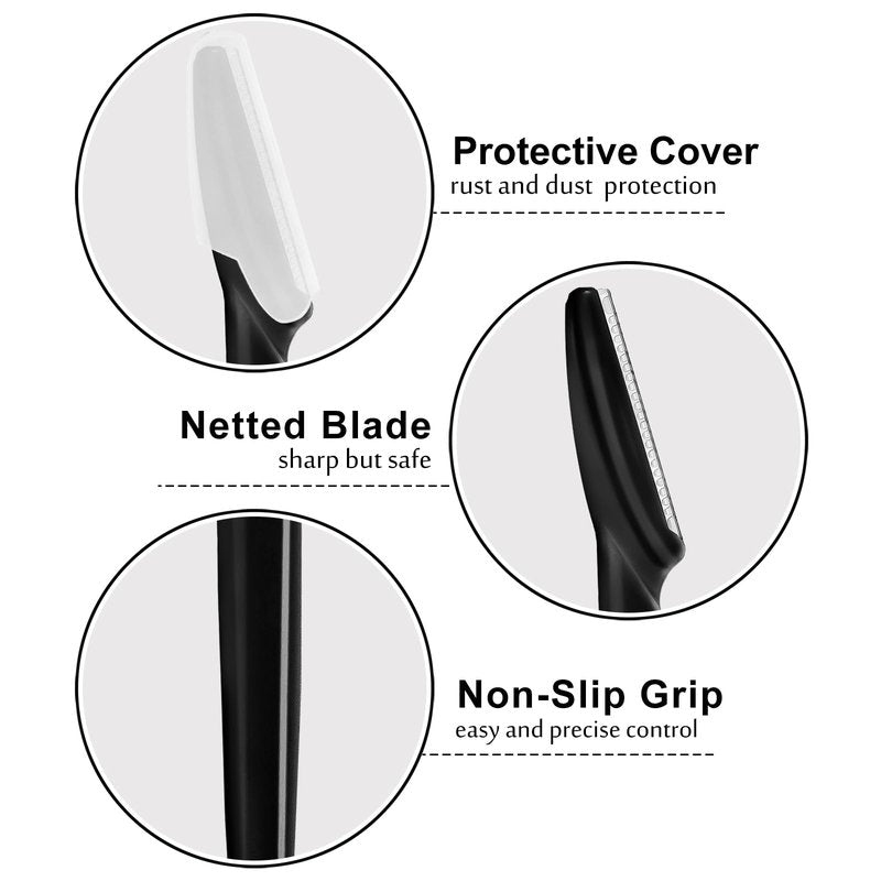 HFATMOS 21 Pcs Eyebrow Razors, Face Razors Multipurpose, Exfoliating Dermaplaning Tools, Eyebrow Trimmers Shaver with Protective Cover, Facial Hair Removal for Women Men Body Use (Black)