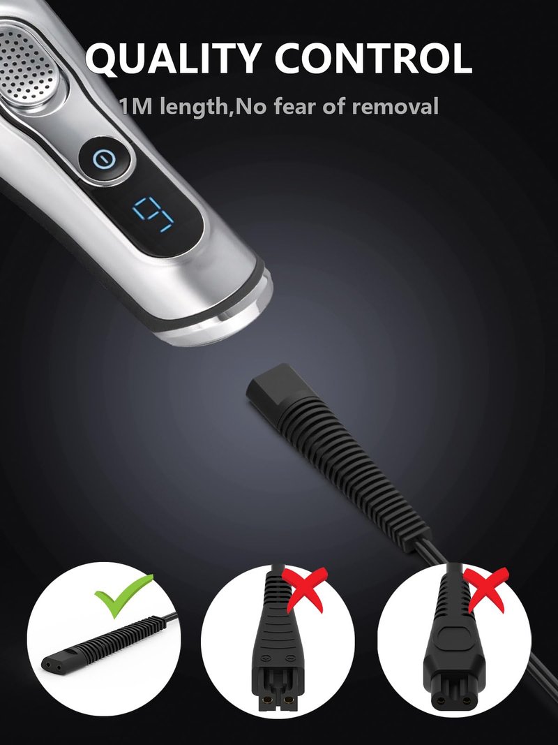 12V Shaver Charger Compatible with Braun Shaver Series 9 8 7 6 5 3 1 3040s 340s 5018s 7020s 370 390cc 720 760cc 790cc 7865cc 9095cc S9 S7 S5 Pro, Power Replacement for Braun Electric Razor Adapter