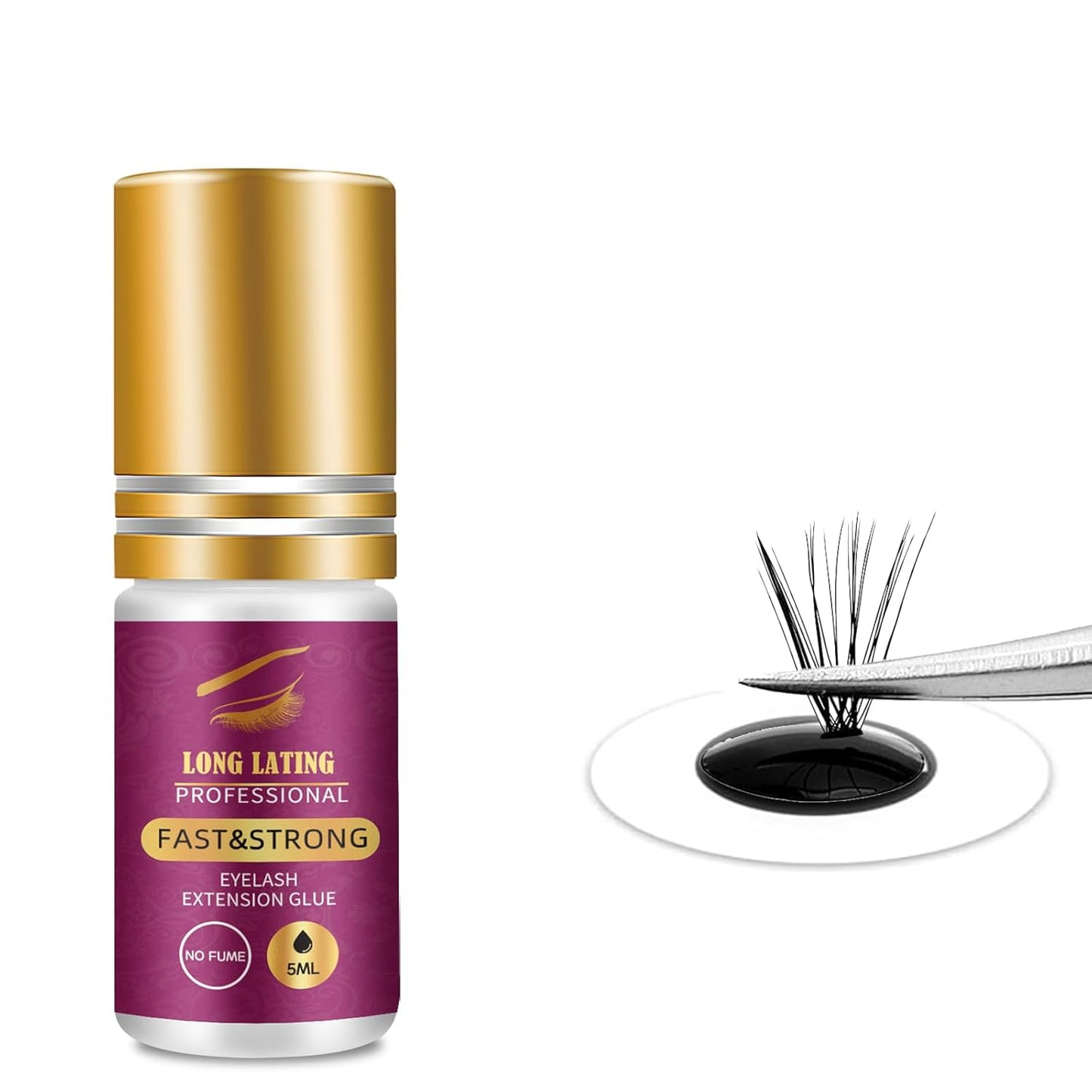 Sensitive Lash Extensions Glue - Fast Dry, Strong Hold, Low-Fume Waterproof Adhesive | 5ml, No-Irritation for DIY & Professional Use