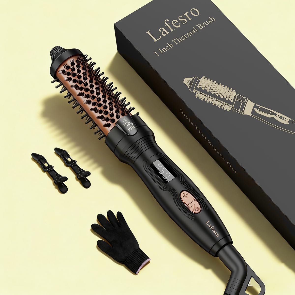 Mini Thermal Brush - 1-Inch Heated Round Brush for Short Hair | Ionic Tourmaline Ceramic, Anti-Frizz, Volumizing, Adjustable Temperature