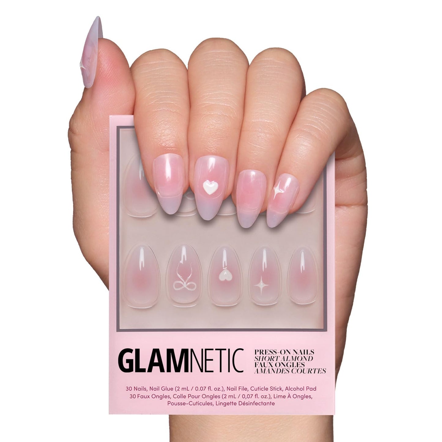 Glamnetic Press On Nails - Lush Coral | Short Oval Fake Nails with Glazed Finish | 30 Nail Kit in 15 Sizes