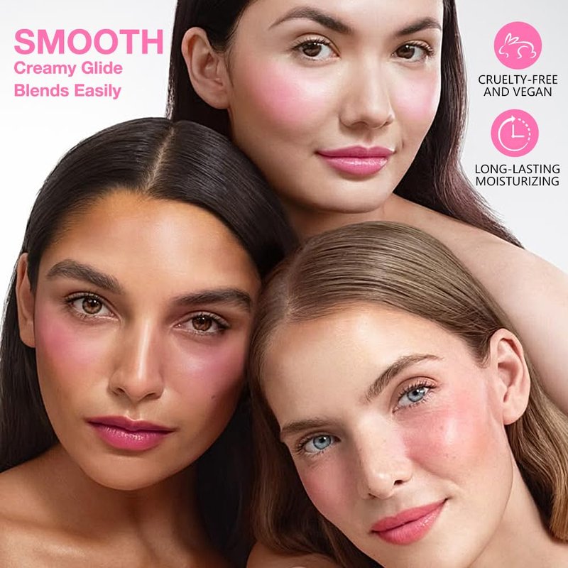 Contour Blush Multiuse Stick Makeup Set - Ultra-Creamy Vegan Bronzer & Highlighter | 3 Colors