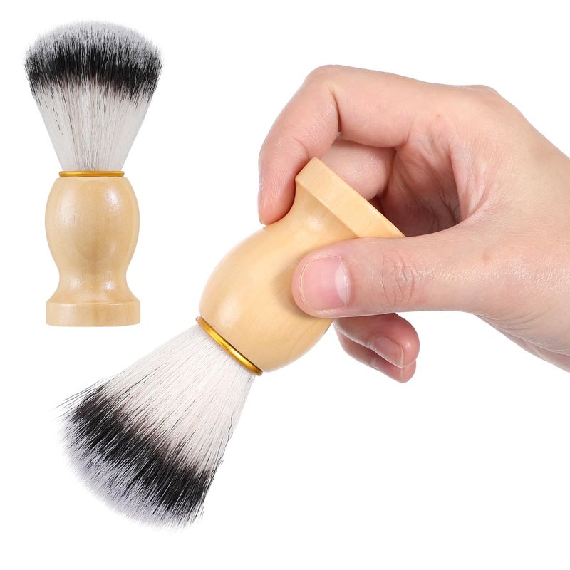 KALLORY Men S Shaving Brush 2-Pack with Soft Synthetic Bristles and Wooden Handle Handcrafted Salon Shave Tool for Beard Cleaning and Shaving Soap Application 4.05X1.22X1.22In