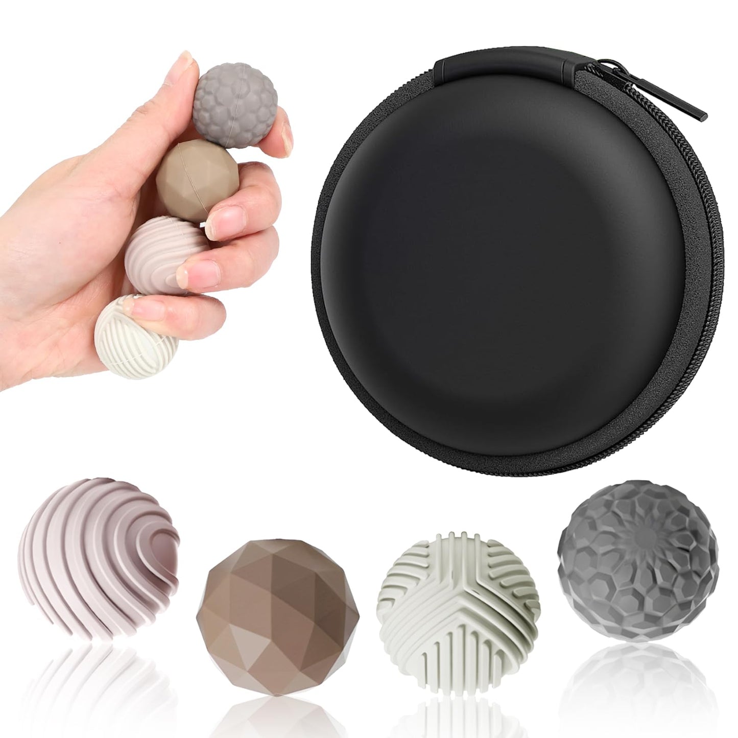 Silicone Magnetic Balls, Fidget Toys Adults, 4PCS Stress Balls Sensory Toys for Autism and ADHD, Quiet Office Desk Fidgets Magnet Gadgets Anxiety Relief Items Fun Gifts