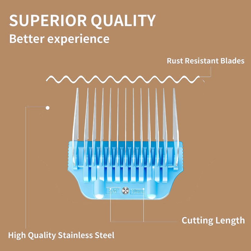 MEMIRY Wide Clipper Guard Attachment for A5 Type Wide Blade, Compatible with Andis, Wahl, Oster, Pet Grooming Attachment, Stainless Steel Professional Comb (19mm or 3/4")